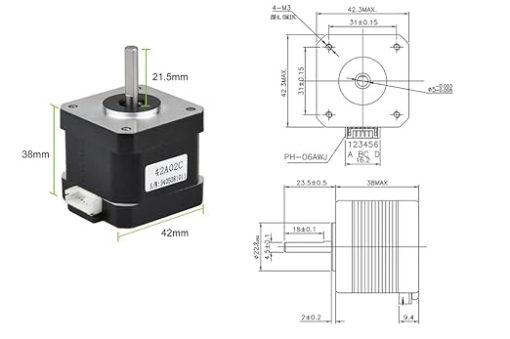 STEPPERONLINE Nema 17 Stepper Motor Bipolar 1.5A 42Ncm 42x42x38mm 1.8deg 4 Wires with 1m Cable and Connector (3 Pack) - Görsel 6