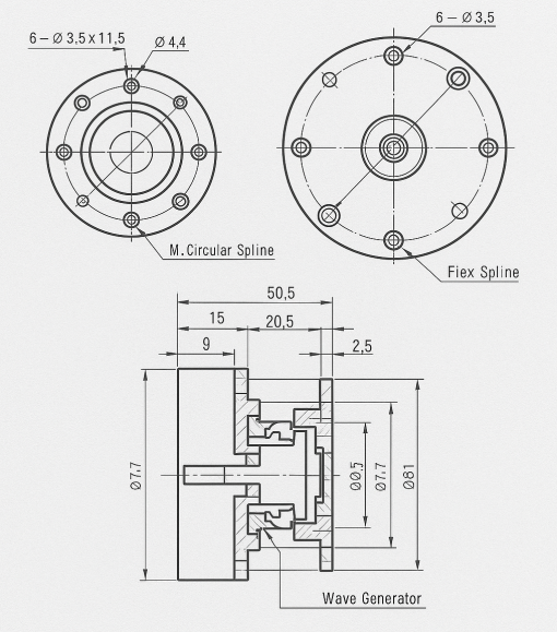 20 Arcsec Harmonic Reducer Harmonic Gear Drive Reducer Strain Wave Gear Precision for CNC Machine Radar Machine Robot Arm - Görsel 3