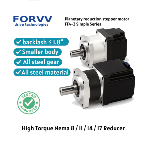 FORVV High Torque Planetary Stepper Motor Gearbox | Nema 8 11 14 17 Reducer with Steel Gears | Low Backlash ≤1.8°