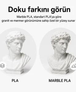 Yake Marble Beyaz Mermer PLA+ Premium Filament - Görsel 3