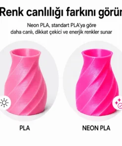 Yake Neon Pembe PLA Filament - 1.75 mm, 1 KG - Görsel 3